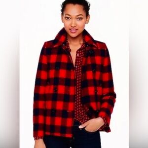 J Crew Buffalo Check Wool Peacoat